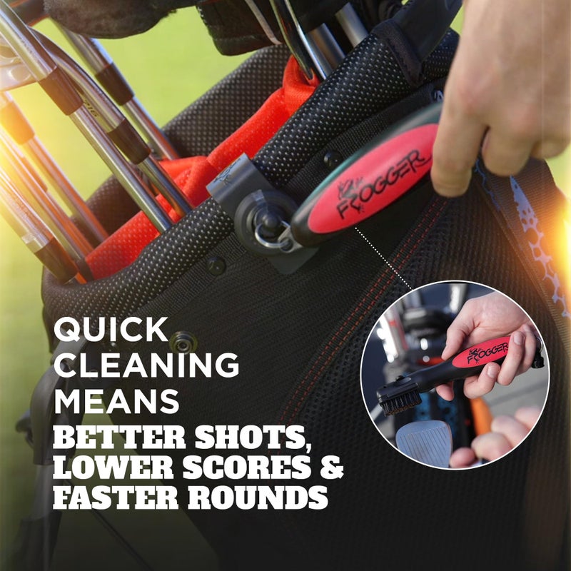 Frogger BrushPro Latch-It Golf Club Cleaner, Ergonomic Grip and Latch-it Magnet, Red - Professional Golf Club Brush and Groove Cleaner for Golfers - Image 5